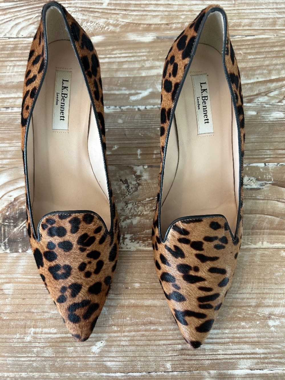 L.K. Bennett London Marie Leopard Calf Hair Heels Sz 40 - EUC